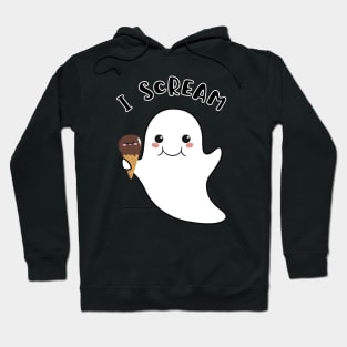 I scream - Cute kawaii halloween ghost with an ice-cream cone Hoodie